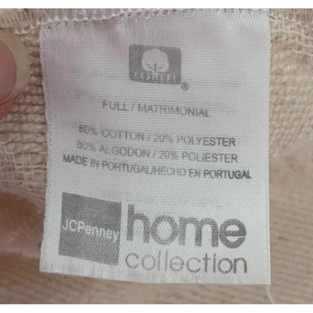 Matelasse Coverlet Standard & Throw Shams Full Size Cream Cottage JC Penney Home